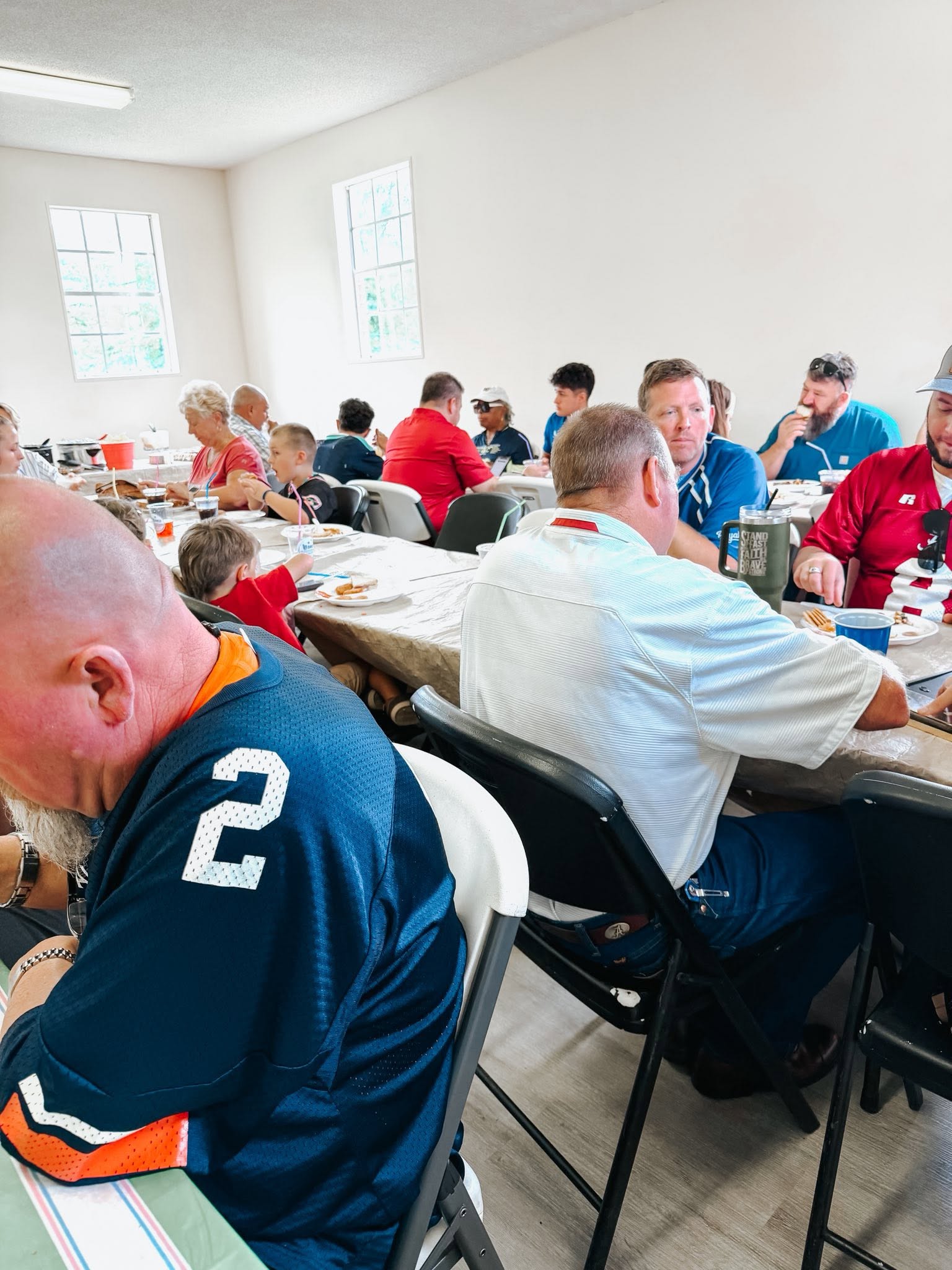 Fieldstone church family sharing a meal